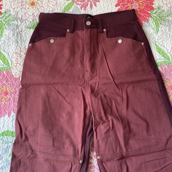 UO duo tone burgundy pant - Picture 2 of 5